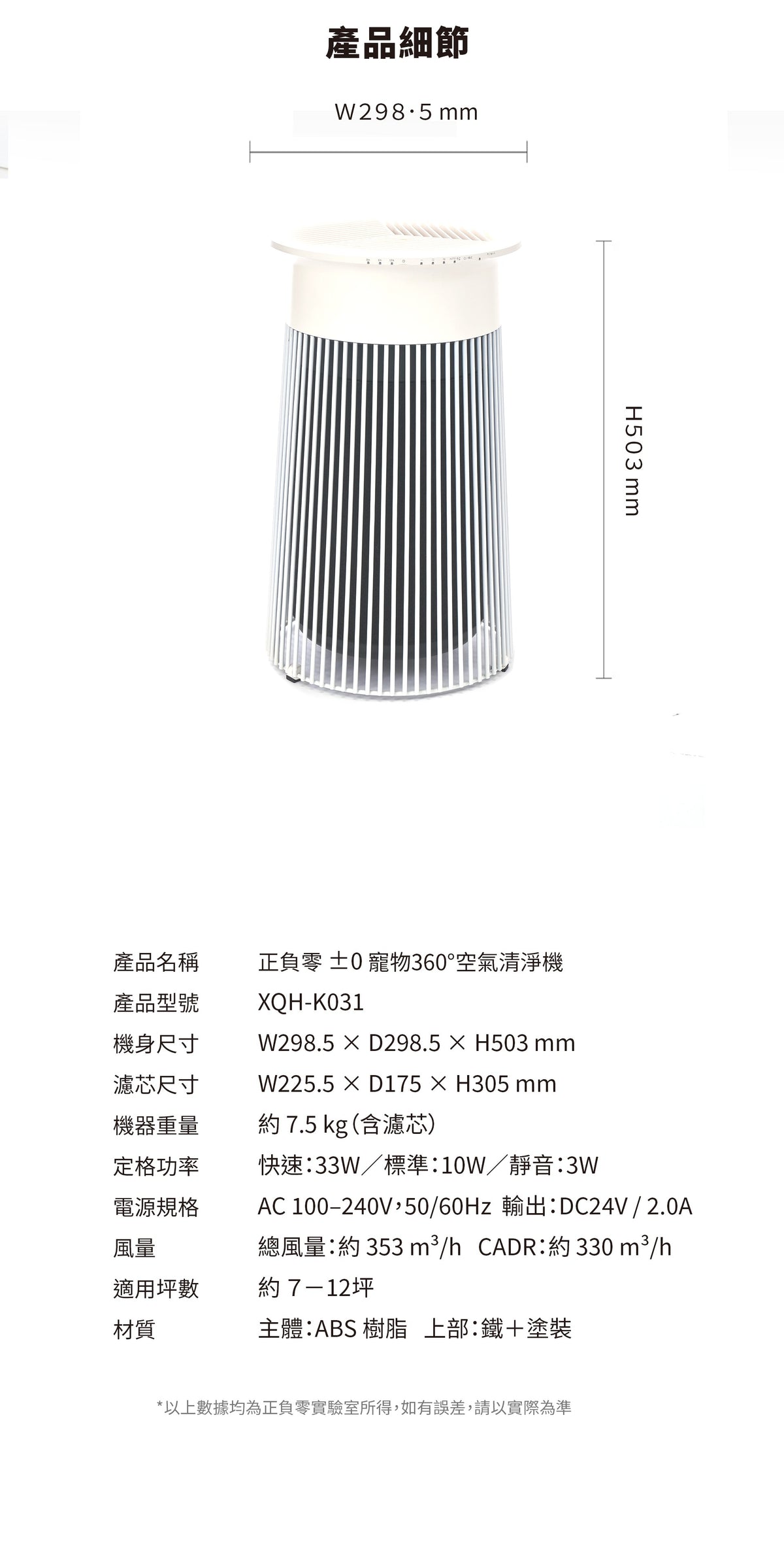 正負零 | XQH-K031 寵物空氣清淨機