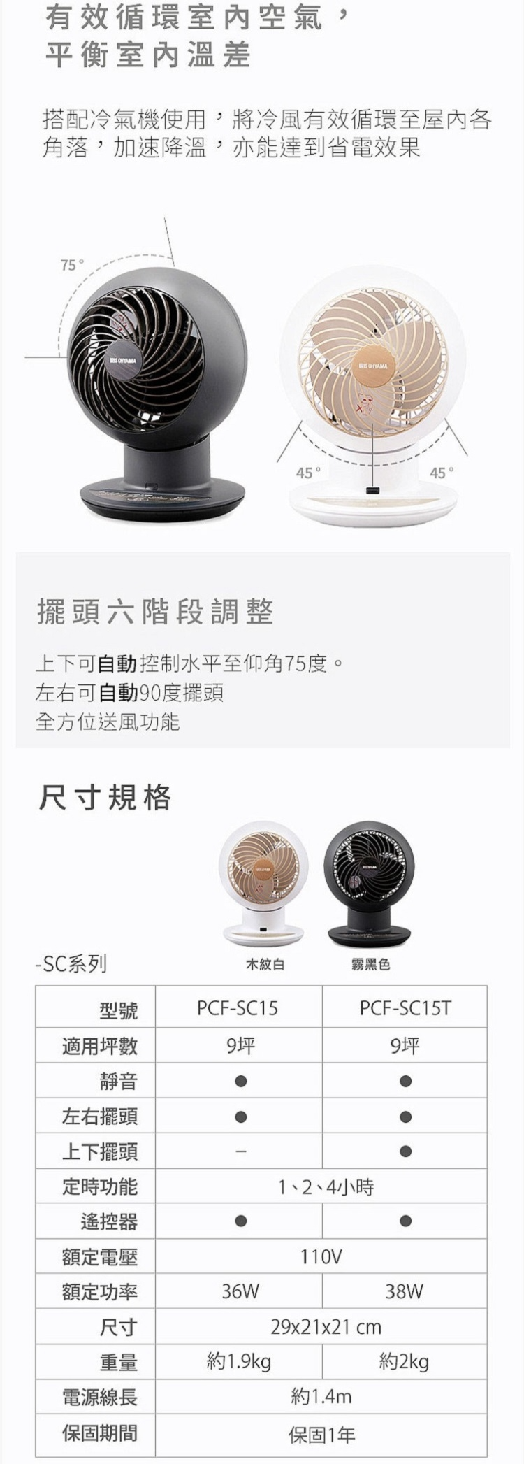 【全新出清】IRIS | PCF-SC15T 空氣循環扇(限定色)