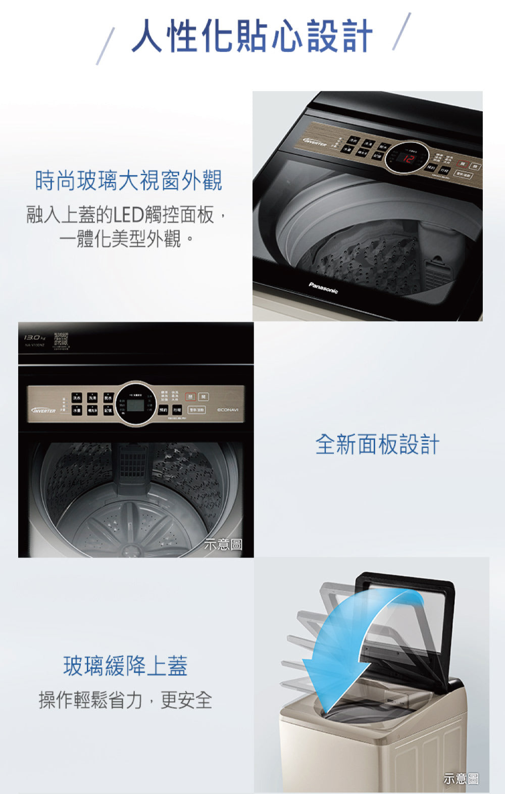 Panasonic 國際牌｜NA-V130NZ-N 13公斤節能洗淨變頻直立式洗衣機