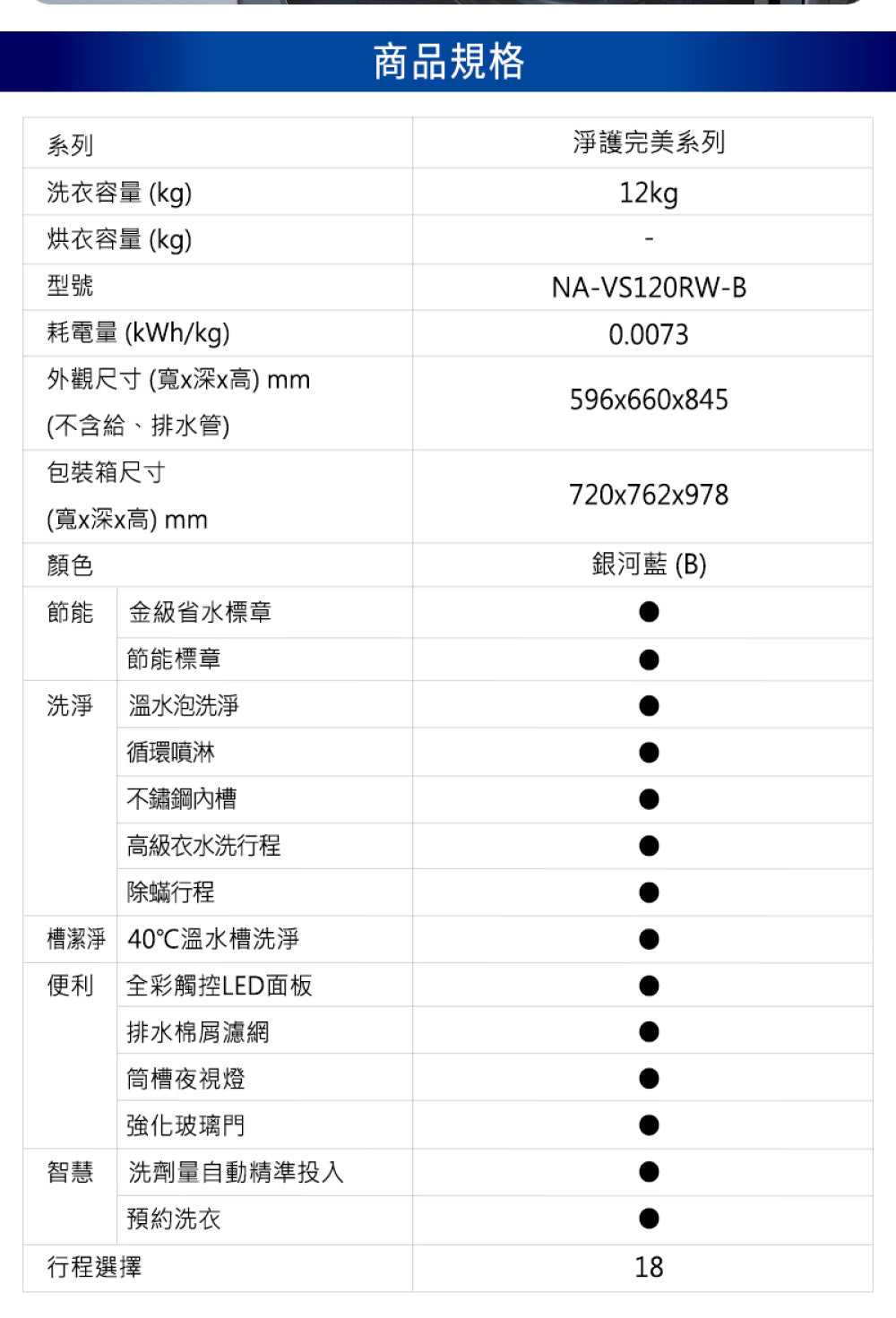 Panasonic 國際牌｜NA-VS120RW-B 12公斤淨護完美溫水滾筒洗衣機