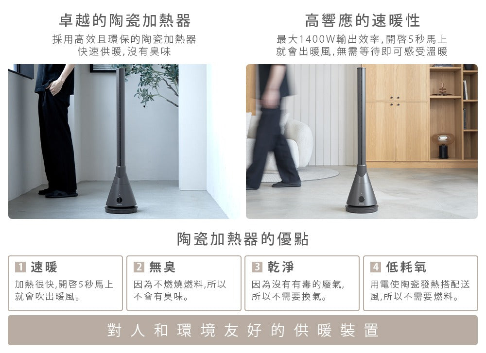 【全新出清】Artisan｜UV清淨冷/暖循環扇-靜謐灰 TF2000G