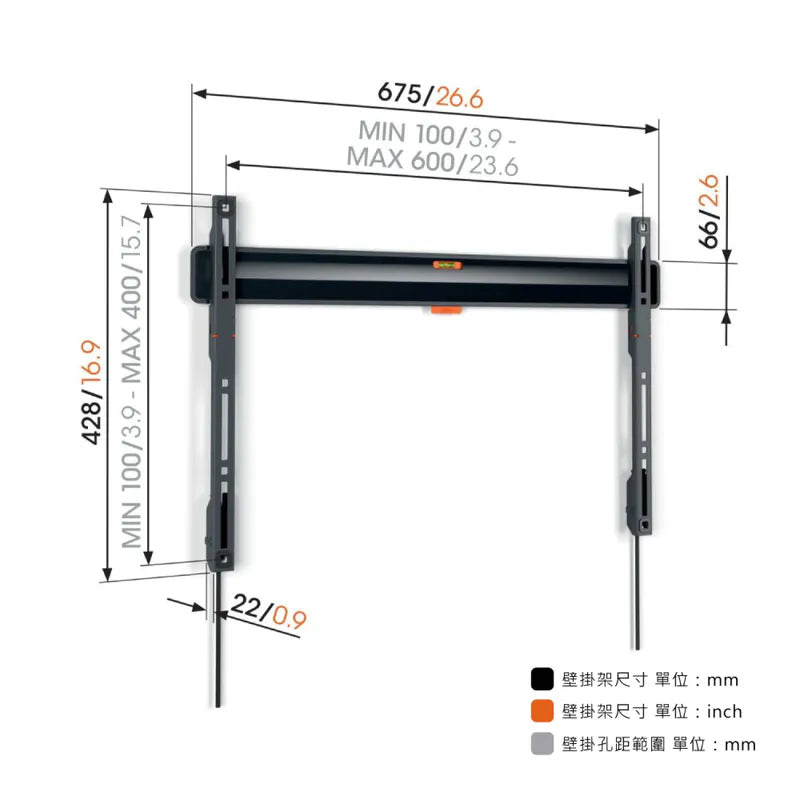 Vogel's|TVM 3605 40-100吋 固定式 壁掛架 (距牆2.2CM)