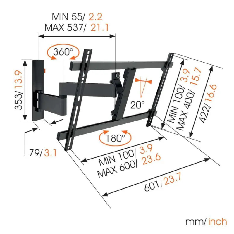Vogel's|WALL 3345 40-65吋 單臂式 可傾斜 壁掛架