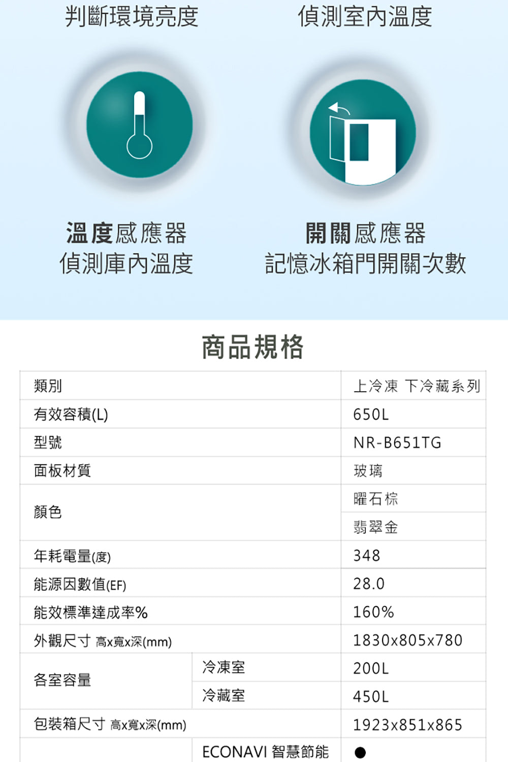 Panasonic 國際牌｜NR-B651TG 650L新一級節能雙門玻璃變頻冰箱(曜石棕/翡翠金)