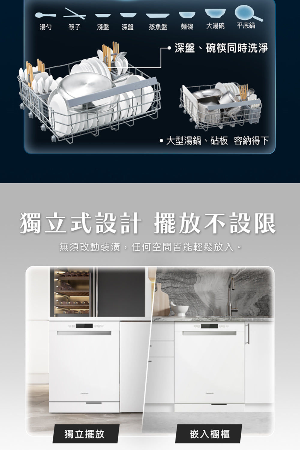 Panasonic國際牌｜獨嵌式自動洗碗機 NP-DFB2K6-1H (含基本安裝)
