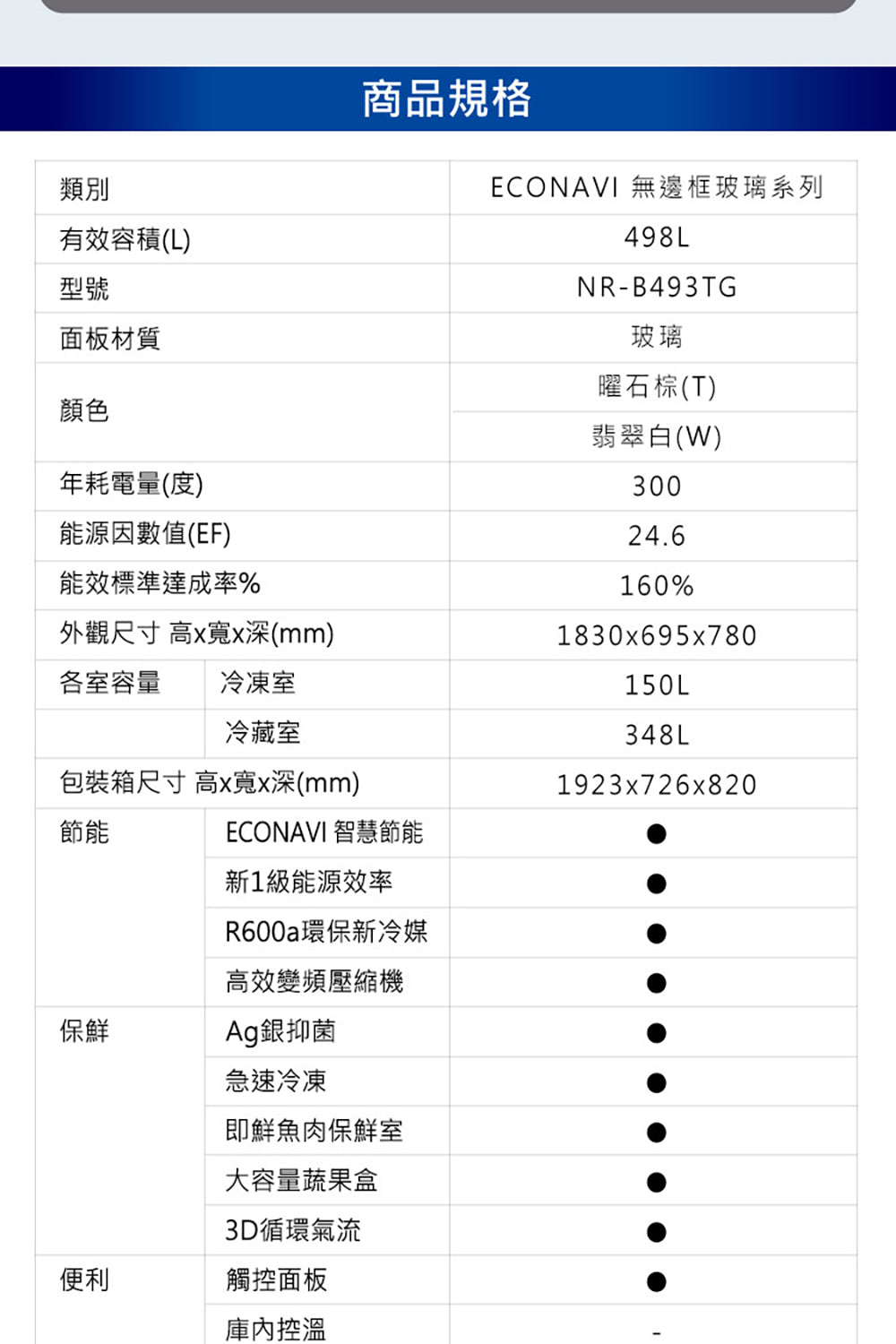 Panasonic 國際牌｜NR-B493TG 498L新一級節能雙門玻璃變頻冰箱(曜石棕/翡翠白)