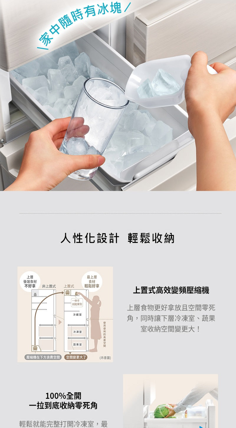 Panasonic 國際牌｜NR-F509XT 501L日本製一級能效六門變頻冰箱(香檳金/晶鑽白)