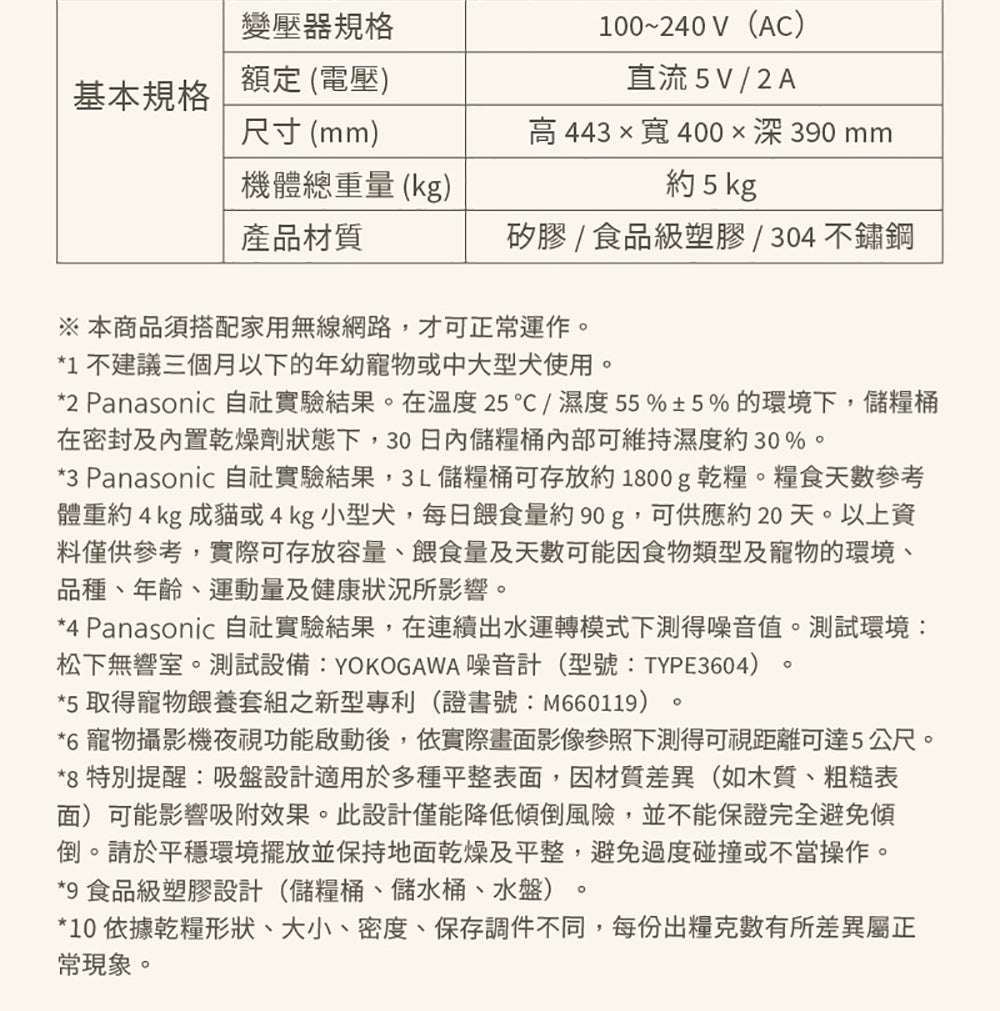 Panasonic國際牌 ｜台灣製寵物智能複合式攝影飲水餵食機 CP-JNF04-W